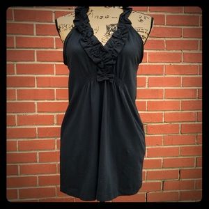 Theory Black Ruffle Tank Large EUC